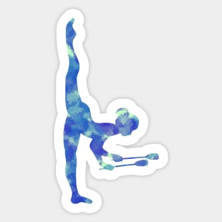 Blue/Green Rhythmic Gymnast  Clubs Sticker